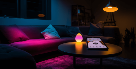 Cozy Living Room Relaxation with Smart Bulbs