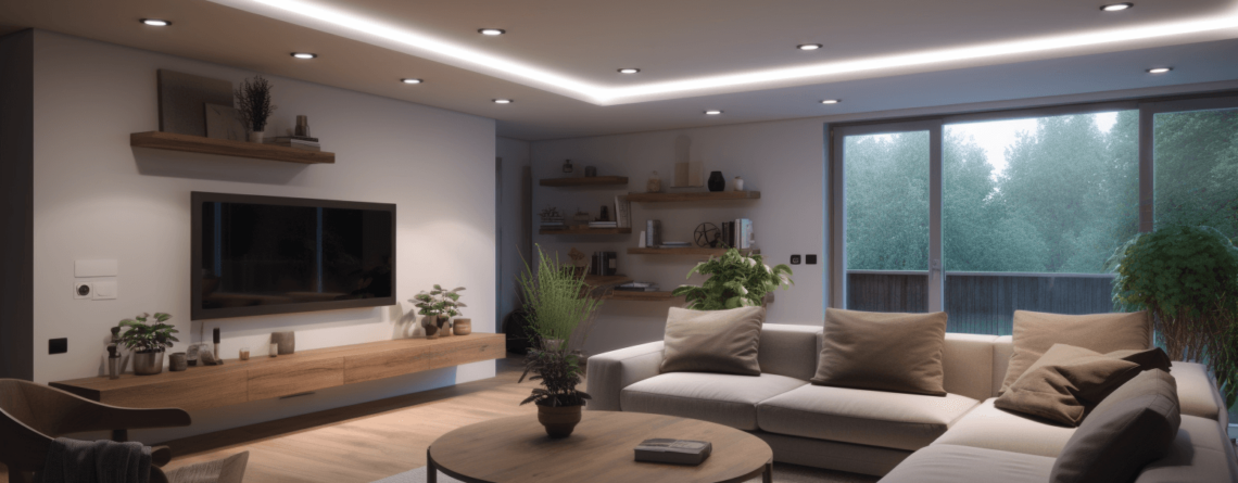 Modern Living Room with Smart Downlighting