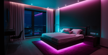 Modern Bedroom Ambiance Enhanced with RGB Smart Lighting