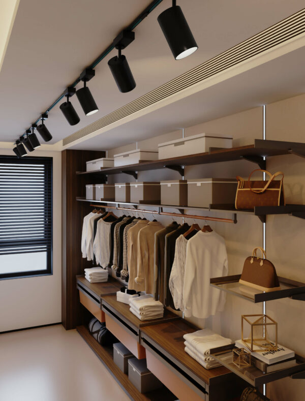 Home Closet with 3000K LED Track Lighting - Organized and Well-lit Space