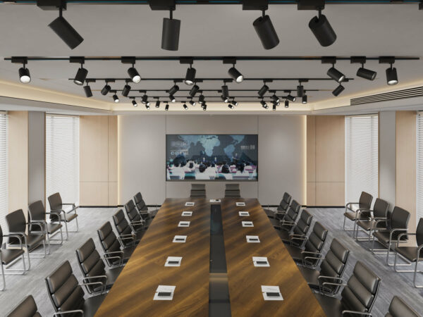 Conference Room with 6000K LED Track Lighting - Professional and Productive Environment