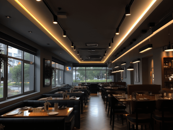 Restaurant Scene with LED Track Lighting
